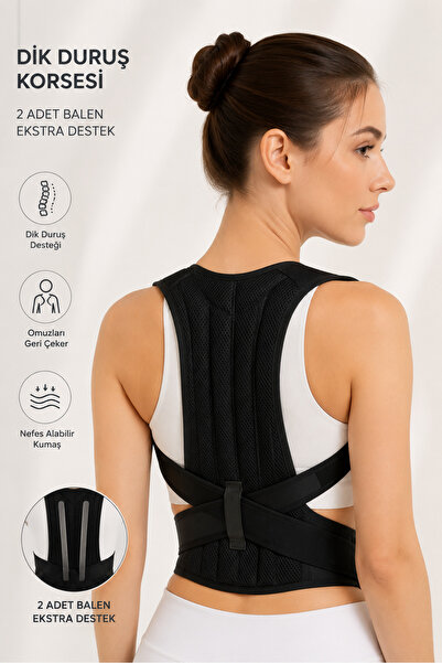 baffhome 2 Balenli Profesyonel Dik Duruş Korsesi – Omuz ve Sırt Destekleyici Postür Düzeltici Korse – Ayarlanabilir Unisex Tasarım
