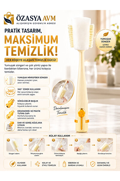 Özasya AVM 5’i 1 Arada Çok Amaçlı Şişe Temizleme Fırçası – Sürahi, Kavanoz, P...