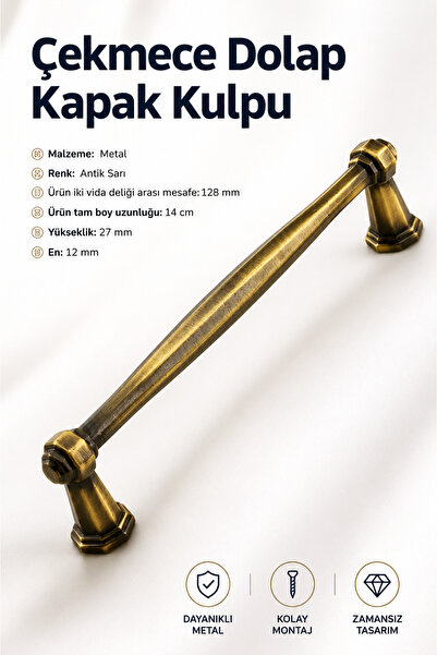 NZB Mobilya Kulp Mutfak Dolabı Çekmece Dolap Kulpları Kapak Kulpu Kulbu Antik...