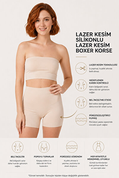 Bravie Kadın Etkili Lazer Kesim Silikonlu Boxer Korse 2024