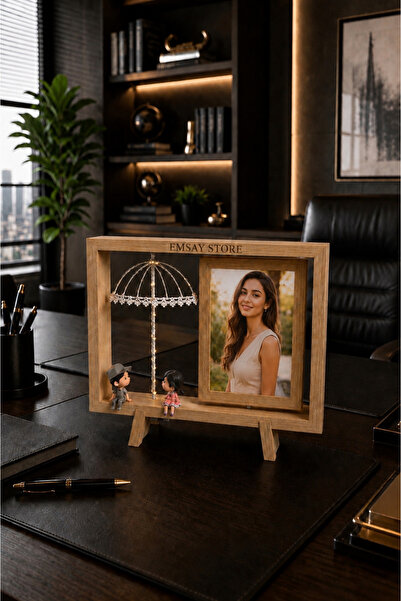 Emsay Store 3 Kademeli Dantel LED Işıklı Döner Çift Taraflı Fotoğraf Çerçeves...