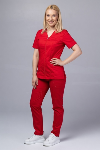 tag Costum medical EMMA Premium pentru femei, roșu