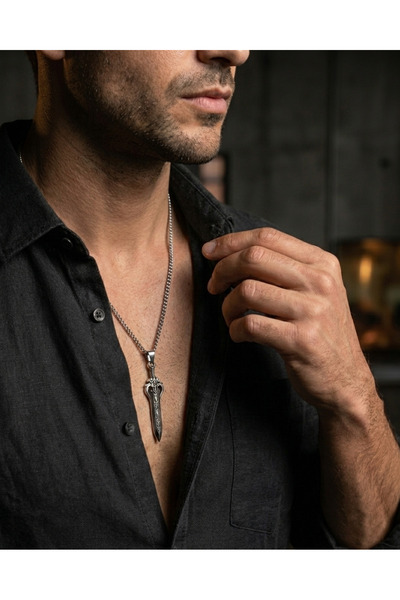 HERİF Warrior Sword Model Men's Steel Necklace