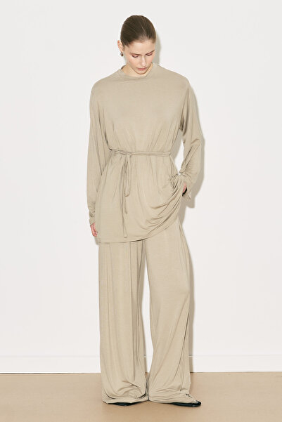Manuka Easy Belted Comfortable Blouse Stone