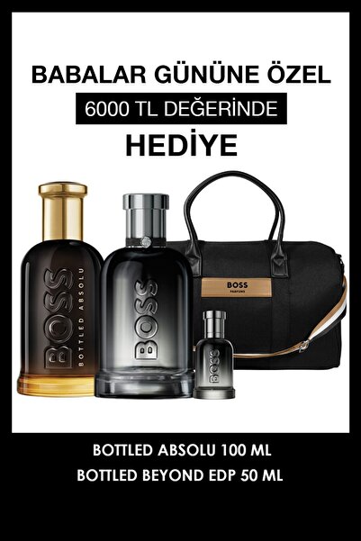 BOSS Bottled Absolu 100 ml + Bottled Beyond EDP 50 ml & Seyahat Çantası & Bey...