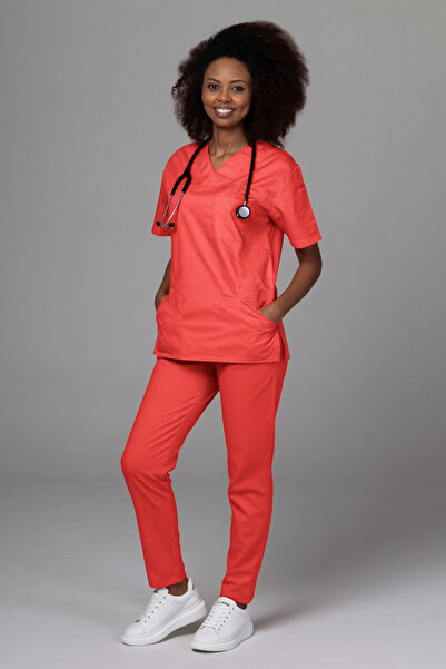 tag Uniformă medicală pentru femei Premium New Cotton Stretch, Coral
