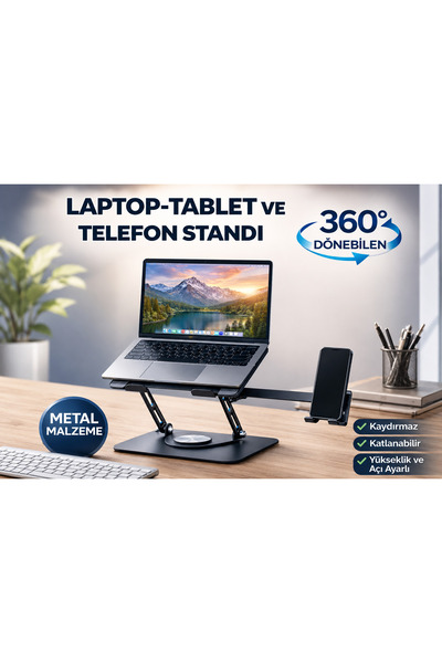 ROSE TEKNOLOJİ 2Sİ 1 ARADA METAL 360 AYARLANBİLİR LAPTOP TABLET TELEFON TUTUC...
