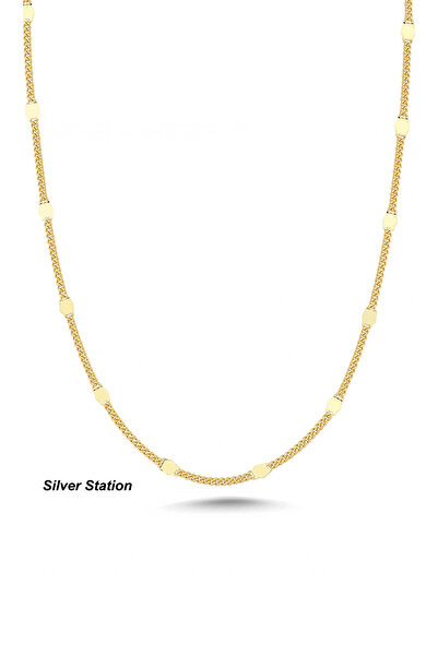 Silver Station Altın Renk 925 Ayar Gümüş Kolye - Aynalı Zincir Kolye 40-45-50...