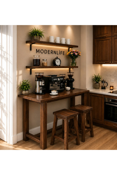 MODERN LİFEE 2 TABURE + 2 RAF + 60x120 BAR MASASI ÖZEL TASARIM TAKIM