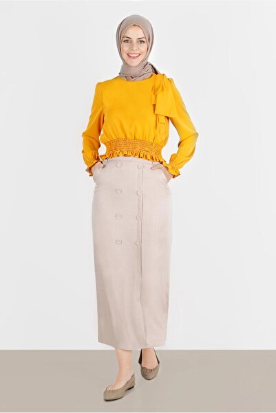 Alvina Elastic Waist Bow Detailed Blouse 42755