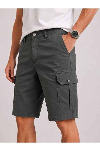 Quafash Erkek Slim Fit Kargo Cepli Kapri Şort