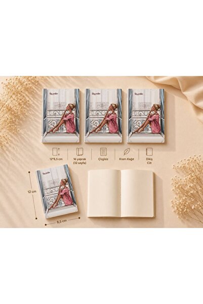 4nio Camdaki Kız 3'lü Mini Not Defter