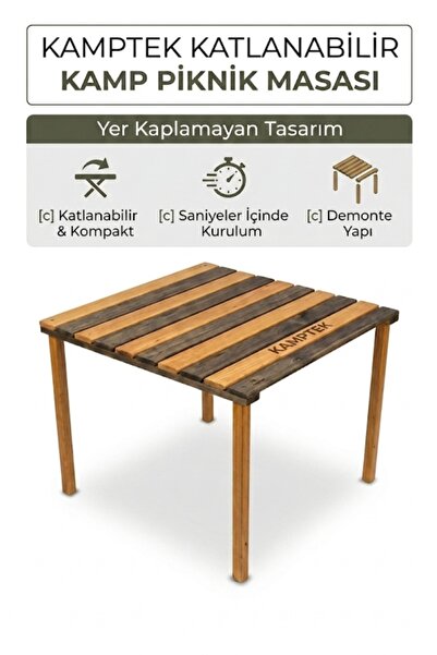 kamptek kamp teknolojisi Kamptek Ahşap Rulo Katlanabilir Kamp Piknik Plaj Bal...