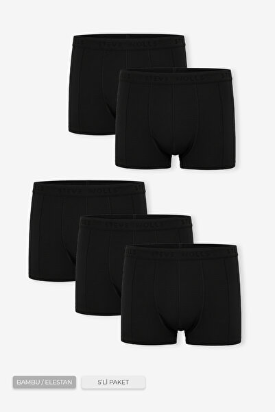 Steve Wolls Boxer negru din bambus clasic din 5 piese pentru bărbați - 25103