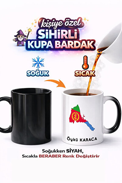 Kirbi Reklam كوب سحري من البورسلين مطبوع على الوجهين بتصميم علم إريتريا