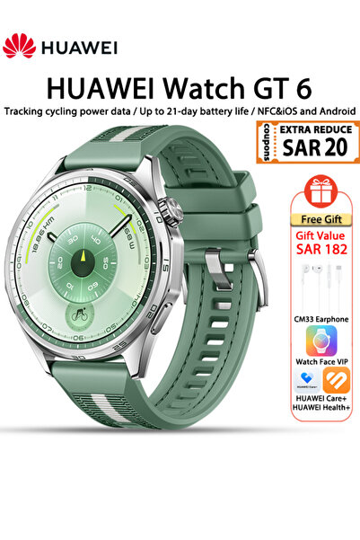 Huawei ساعة WATCH GT 6 الذكية، شاشة 1.47 بوصة، عمر بطارية يصل إلى 21 يومًا، م...