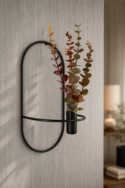 VENON 1 Adet Elips Çiçeklik Modern Dekoratif Metal Duvar Çiçeklik 20 x 40 Sal...
