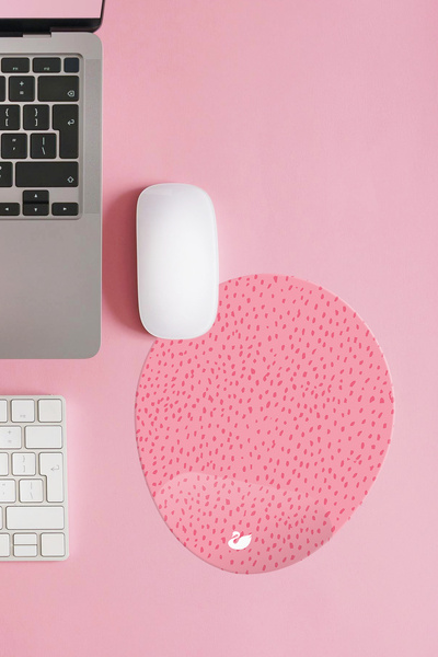 Özer Store Pembe Renkli Bilek Destekli Oval Mouse Pad Mouse Altlığı