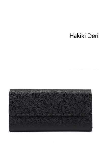 GÖNDERİ(R) Kadın Siyah Yatay Hakiki Deri Cüzdan