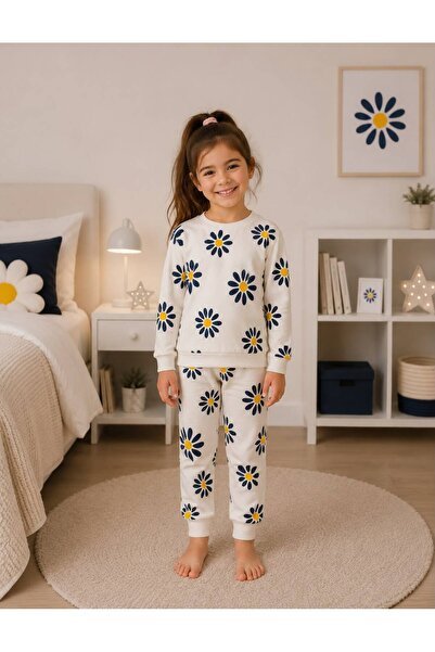 Pijamakids Σετ χειμερινής πιτζάμας για κορίτσια από 100% βαμβάκι σε λευκό χρώ...