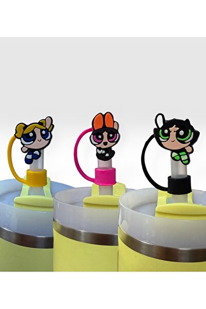 Buki'nin Atölyesi Termos uyumlu 3 Adet (10MM) Toz Geçirmez Power Puff Girls Q...