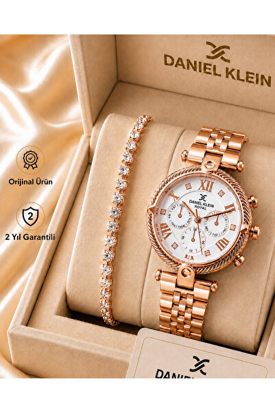 Daniel Klein Rose Gold Renk Çelik Kordon Kadın Kol Saati Bileklik Hediyeli DK...