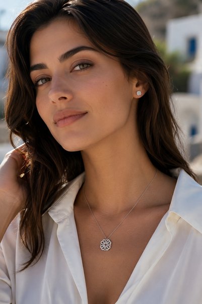 Lucente Jewellery Special Boxed Women's Necklace - Magnetic Open-Close Heart Clover Luck Women's Necklace
