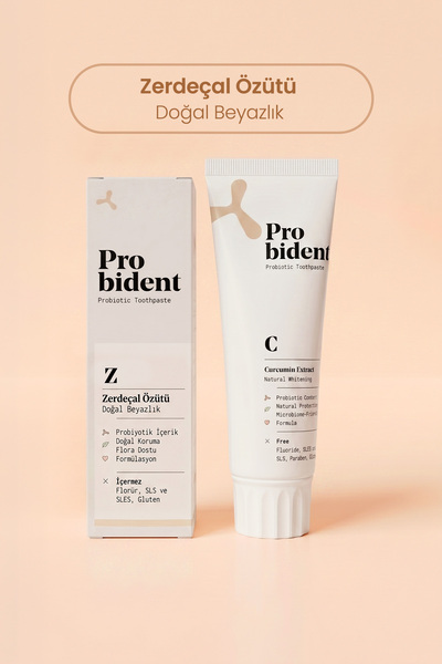 Probident Aktif Probiyotikli Doğal Florürsüz Diş Macunu Zerdeçal Özüt Ilaveli 3'lü Paket Beyazlık