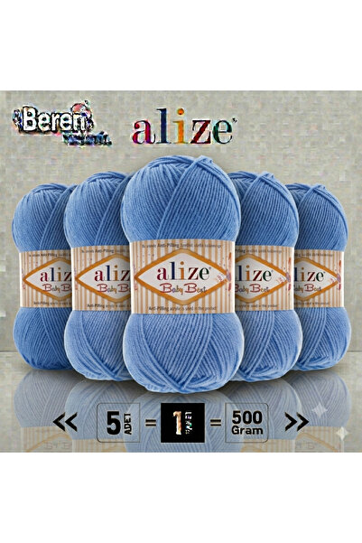 Alize Baby Best - 237 New Blue - 5 Pack - 100Gr/240M - Baby Yarn - Anti Pilli...