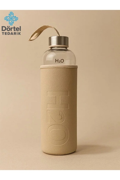 Tohana 500 ml H2O Glass Flask with Leather Case