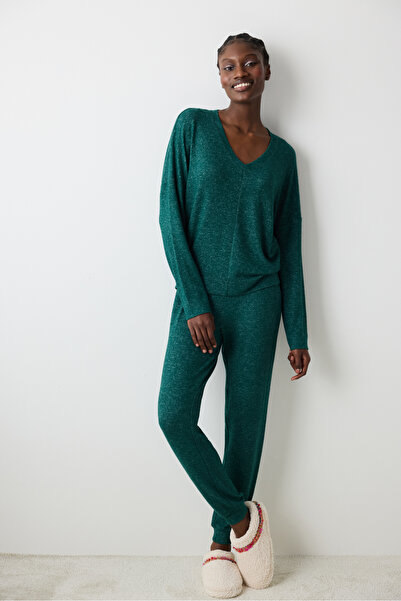 Penti Winter Wishes Koyu Yeşil Pantolon Pijama Takımı