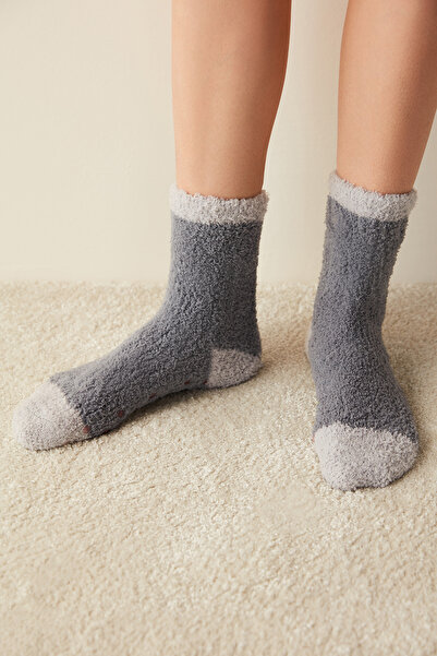 Penti Solid Soft Gri Soket Çorap