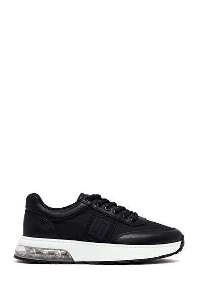 Derimod Zero Erkek Siyah Bağcıklı Kalın Tabanlı Deri Sneaker 25SFD694514