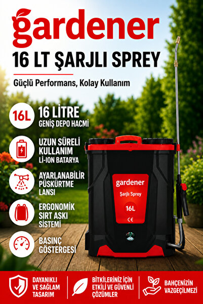 Gardener 165516 Şarjlı (Akülü) Sırt Tipi Ilaçlama Pompasi 16 Litre