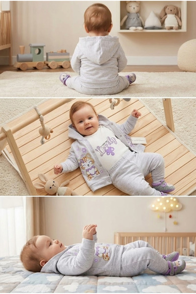 meyastore Baby 3-Piece Set with Cat Print