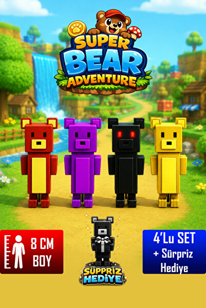 YAGLİZ 4'lü Super Bear Adventures Figür Oyuncak Seti