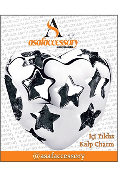asaf Yıldızlı kalp charm | gümüş kaplama