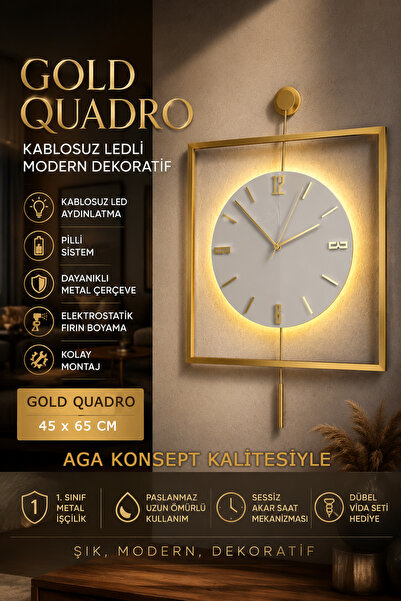 AGA KONSEPT Led'li Gold Quadro Yuvarlak Kristal Orta Boy, Modern Dekoratif Sa...