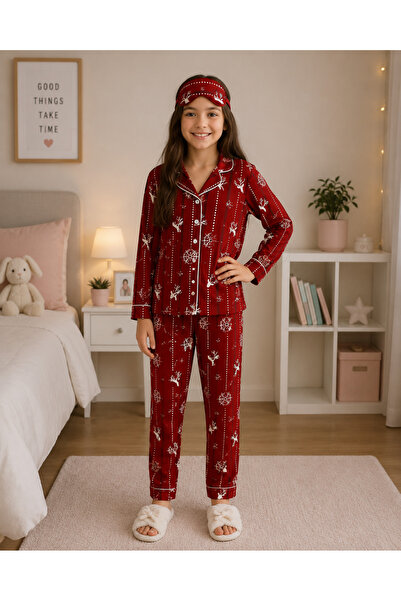 Pajama Shop Set de pijamale de iarnă pentru fete, din bumbac, din piele intoa...