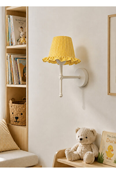 Maison Avf Sarı Pötikare Kablosuz Pilli Aplik - Alt Beyaz