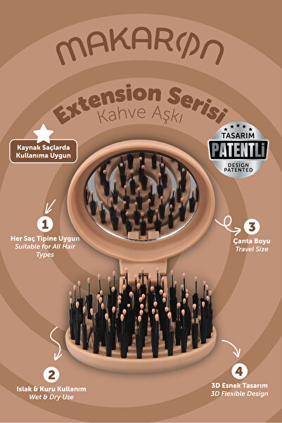 PROCO Beauty Makaron EXTENSION-Üç Boyutlu 3D Esnek Aynalı Çanta Boy Saç Fırça...