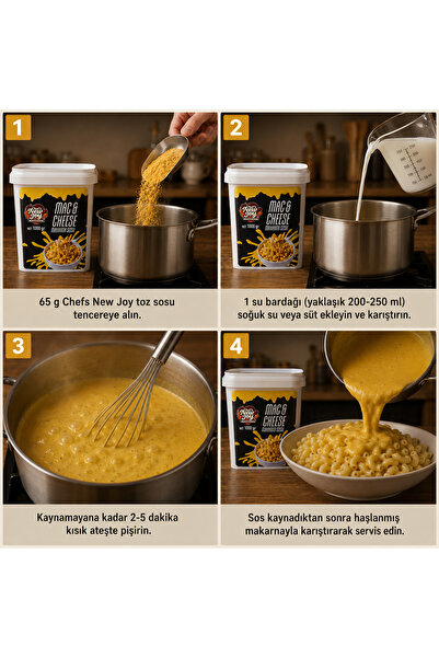 chef's new joy professional 3’lü Gurme Makarna Sosu Seti - Mac Cheese + Alfredo + Pesto (3 x 1000g)