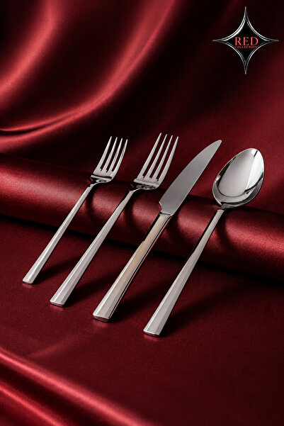 Gökdil Asya 6 Person Steel Dining and Dessert Fork Set - 24 Pieces Boxed