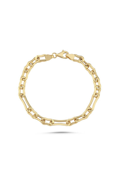 Sembol Gold Sık Dokulu Premium Altın Zincir Bileklik 5 mm-20 cm