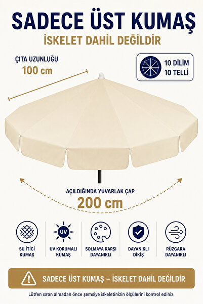 Düvenci Plaj Şemsiyesi Uyumlu 200/10 Krem Polyester Kumaş
