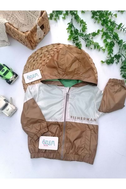 ÖZLEM BEBE Fisherman Kapüşonlu Yağmurluk Kahverengi