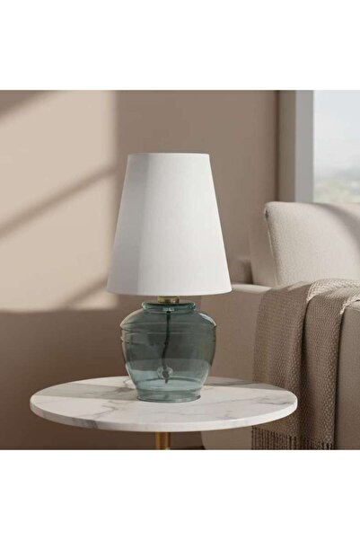 PAN HOME مصباح طاولة زجاجي Criven E27 15x30 سم - أزرق فاتح