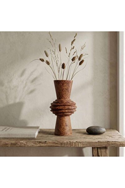 PAN HOME Sequoia Ceramic Pillar Vase 12.5x24.5cm - Brown