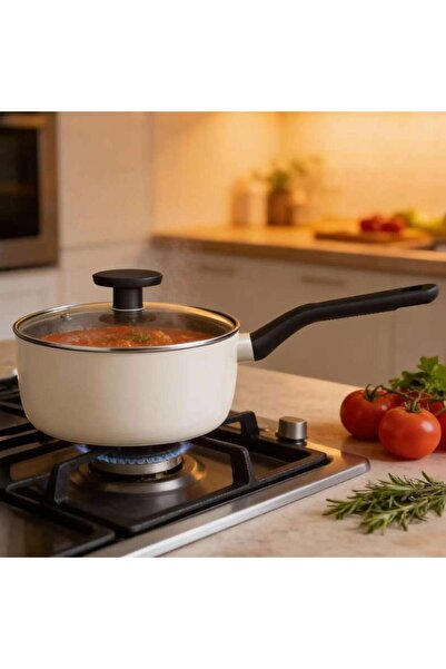 PAN HOME Berghoff Glints Sauce Pan With Lid Dia18cm - Cream