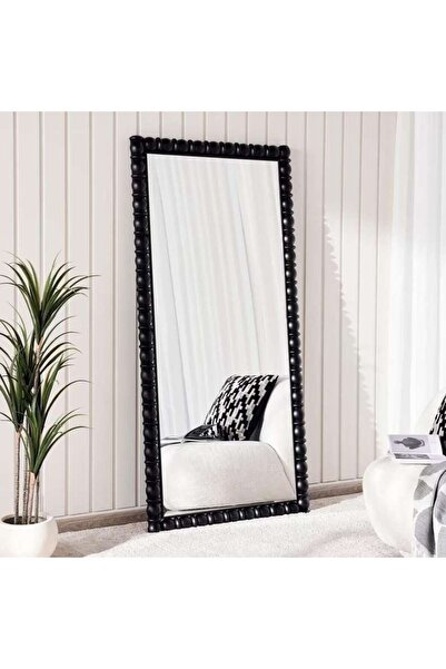 PAN HOME Athens Wooden Beaded Floor Mirror 91.5x5x183cm- Black